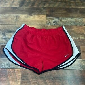 Nike Women's Red and White Athletic Shorts